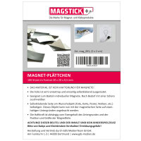 Magstick 100 Stück Magnet-Plättchen I selbstklebende Vorderseite magnetische Rückseite I je 2 x 2 cm I für Foto Postkarte Poster Notizen I diy Kühlschrank-Magnet I mag001