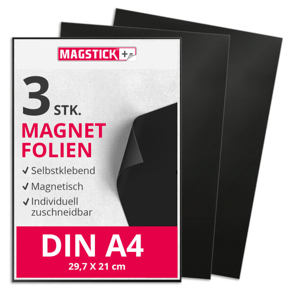 3er Set Magnet-Folie 0,75 mm stark in DIN A4 I selbstklebend, roh-braun I zum Basteln I für Foto Motiv Stanzen Kühlschrank-Magnet Lehrer-in I mag008