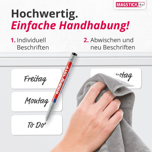 50 beschreibbare Magnet-Etiketten I 10 x 3 cm I magnetische Beschriftungsfolie - Beschriftungsstreifen zum beschriften I mag815