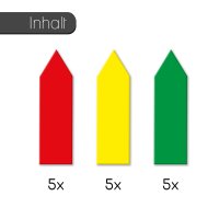 Magstick 15x Magnetpfeile Rot, Gelb und Grün für Magnettafel - mag306