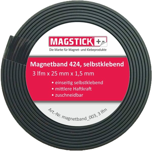 easydruck24de 3 Meter Magnetband breit selbstklebend Magstick® 424 I Magnet-Klebeband zuschneidbar für Haushalt Büro Steelbook Stanzschablonen I mag_132