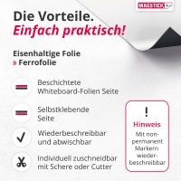 Magstick Ferrofolie Whiteboard-Folie selbstklebend I DIN A0 118,9 x 84,1 cm I flexibel beschreibbar abwischbar I Haftgrund für Magnete I XXL in weiß I mag084