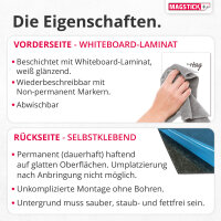 Magstick Ferrofolie Whiteboard-Folie selbstklebend I DIN A0 118,9 x 84,1 cm I flexibel beschreibbar abwischbar I Haftgrund für Magnete I XXL in weiß I mag084
