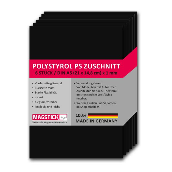Magstick Polystyrol Platten schwarz Kunststoff-Hartplatten Zuschnitte