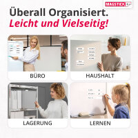 Magstick 100 beschreibbare Magnet-Etiketten I 10 x 3 cm I weiß I magnetische Beschriftungsfolie beschreibbar Magnet-Streifen zum Beschriften I mag174