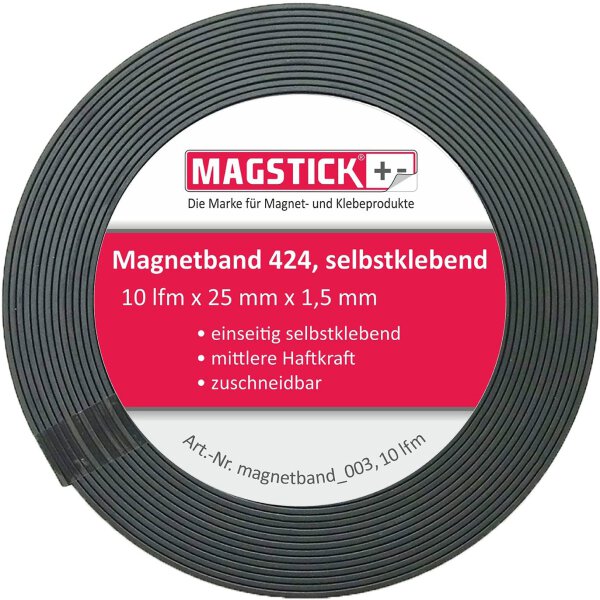 10 Meter Magnetband breit selbstklebend Magstick® 424 I Magnet-Klebeband zuschneidbar für Haushalt Büro Steelbook Stanzschablonen I mag_134